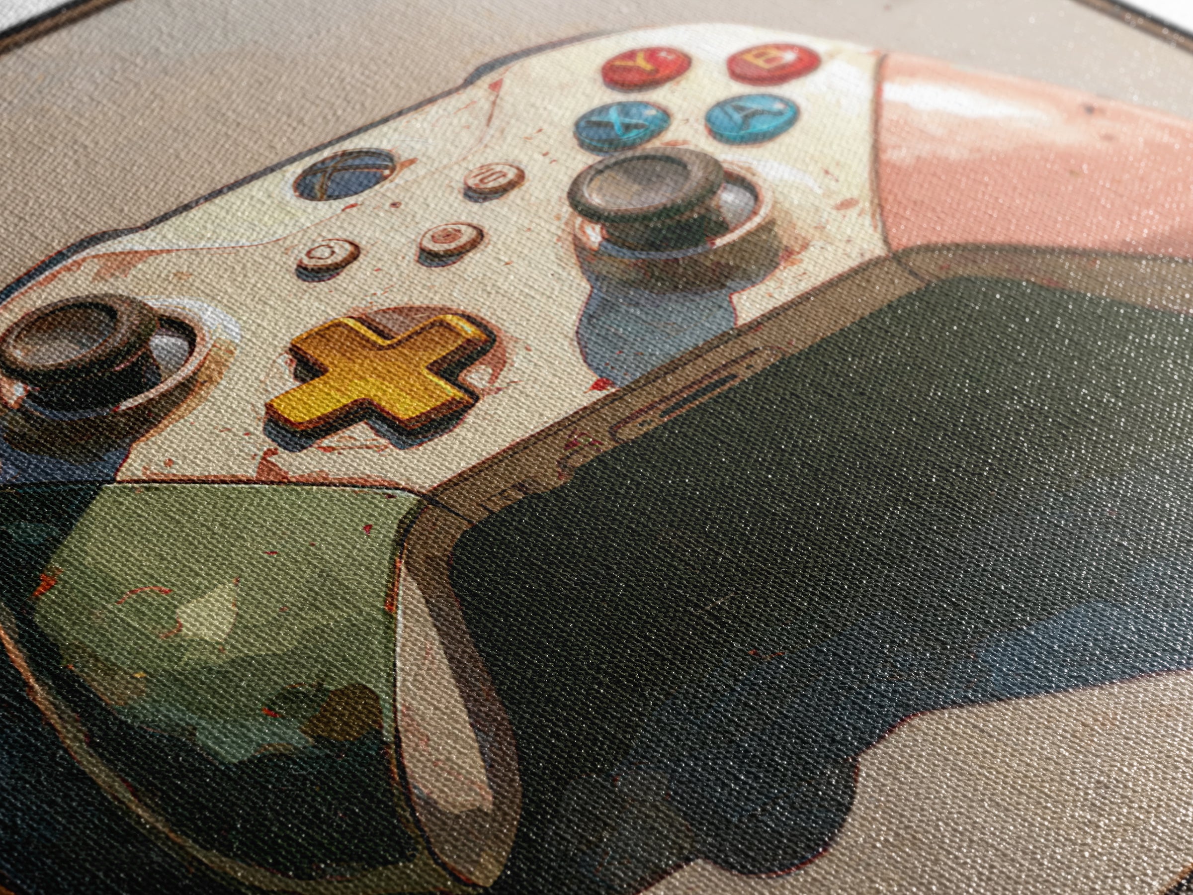 Old School Game Controller Canvas Print, Game Room Art, Girly Wall Art, Game Room Decor, Oil Painting, Play, Luxury Decor, GRA-1x1-54