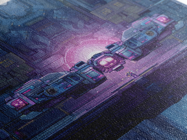 Arcade Spaceship Pixel Art Scene Framed Canvas Print, Game Room Art, Gallery Decor, Game Room Decor, Fine Art, Play, GRA-1x1-67
