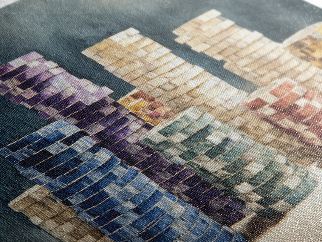 Poker Chips Stacked Like Casino Still Life Framed Canvas Print, Game Room Art, Fine Art Print, Game Room Decor, Oil Painting, GRA-2x1-27