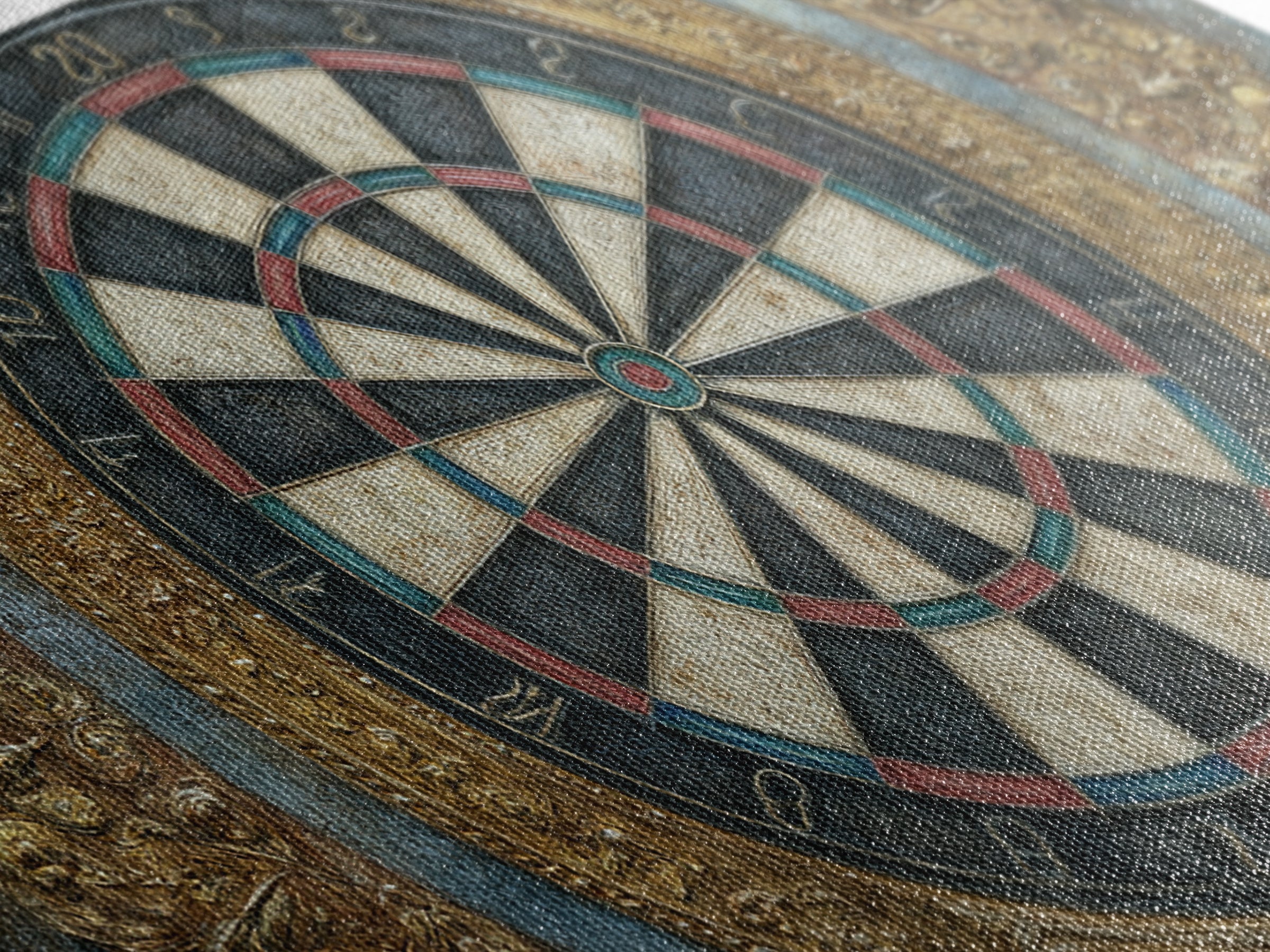 Dartboard Bullseye with Dynamic Motion Framed Canvas Print, Game Room Art, Minimalist Decor, Game Room Decor, Fine Art, Play, GRA-2x1-28