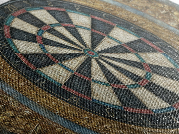Dartboard Bullseye with Dynamic Motion Framed Canvas Print, Game Room Art, Minimalist Decor, Game Room Decor, Fine Art, Play, GRA-2x1-28