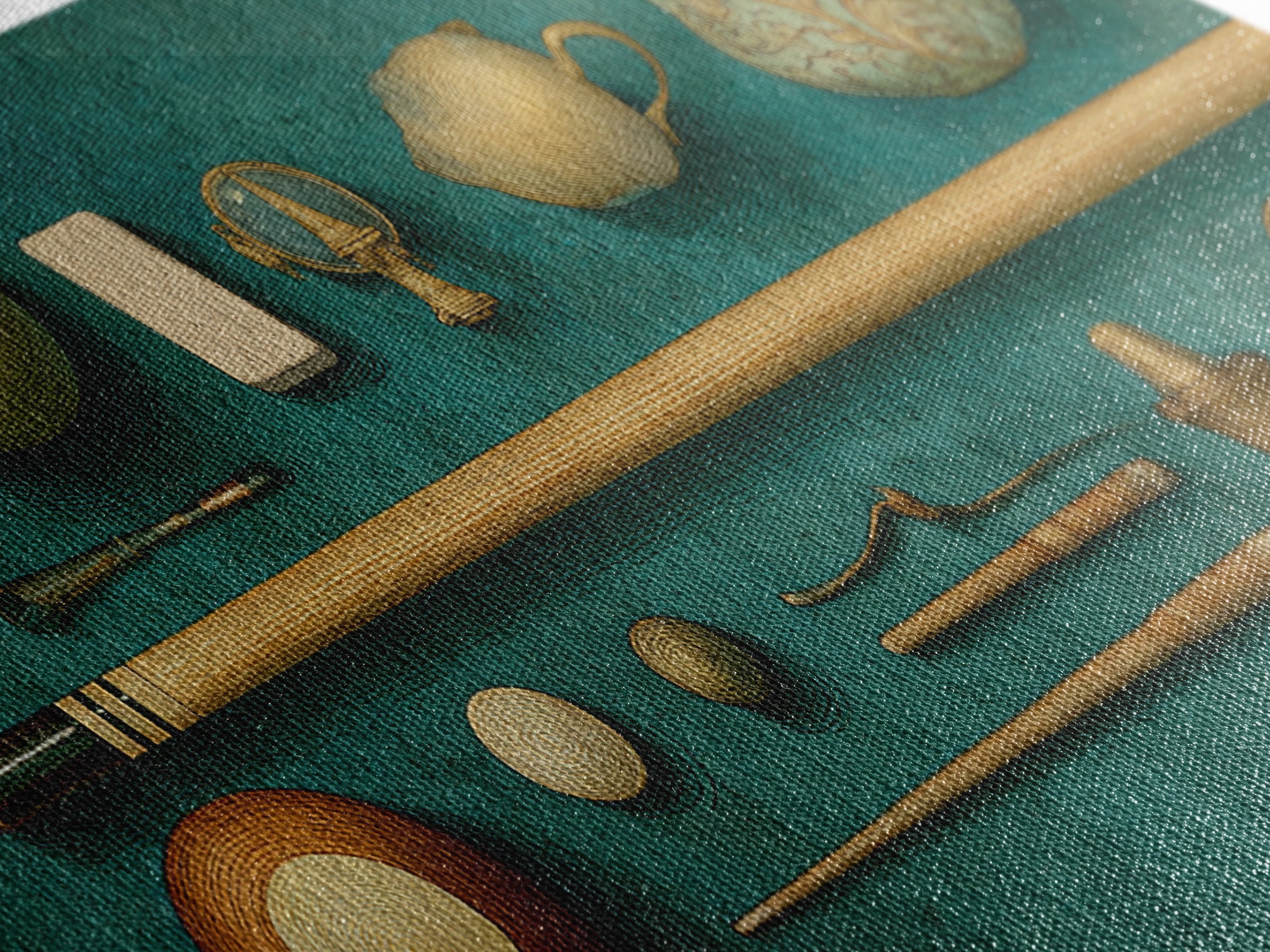 Pool Cue and Chalk on Green Felt Framed Canvas Print, Game Room Art, Luxury Decor, Game Room Decor, Play, Canvas Wall Art, GRA-2x1-30