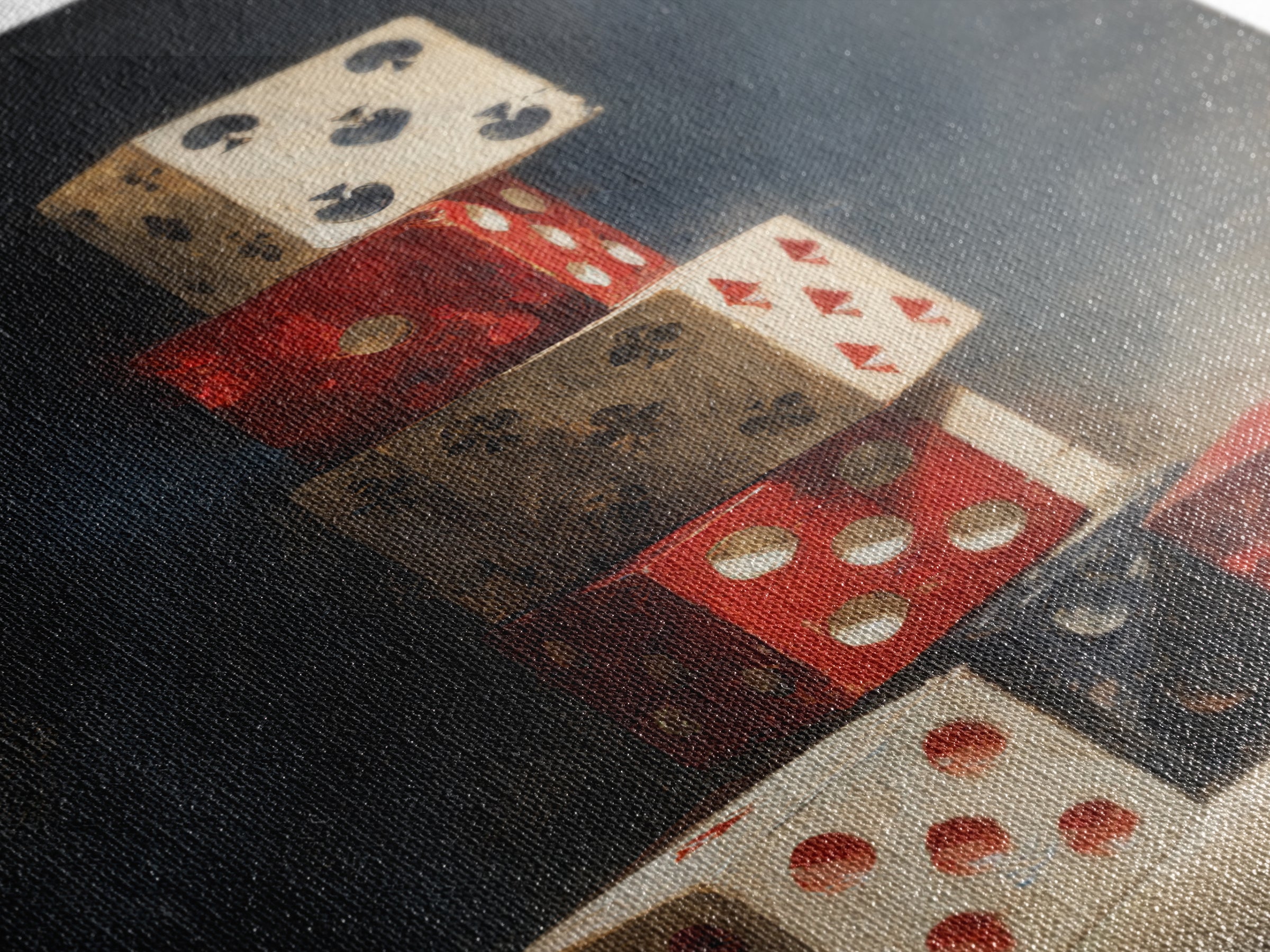 Playing Cards and Dice Framed Canvas Print, Game Room Art, Game Room Decor, Oil Painting, Play, African American Art, GRA-2x3-59