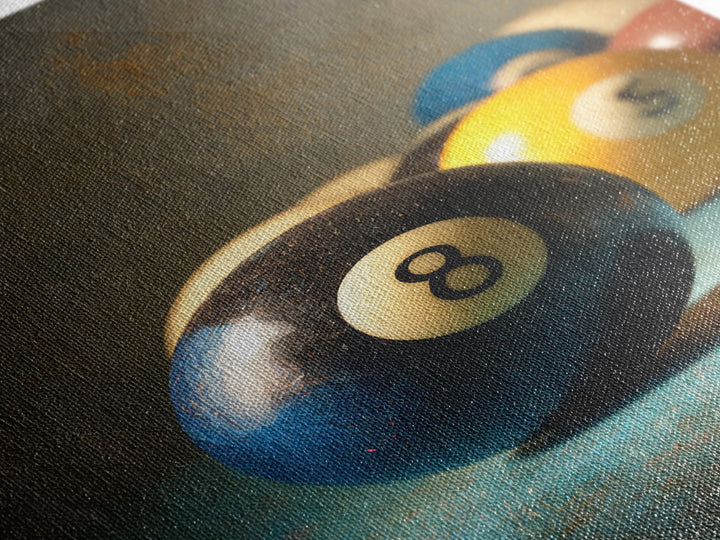 Billiards Eight Ball Canvas Print, Game Room Art, Original Art, Game Room Decor, Play, Trendy Wall Art, Masculine Wall Art, GRA-2x3-82