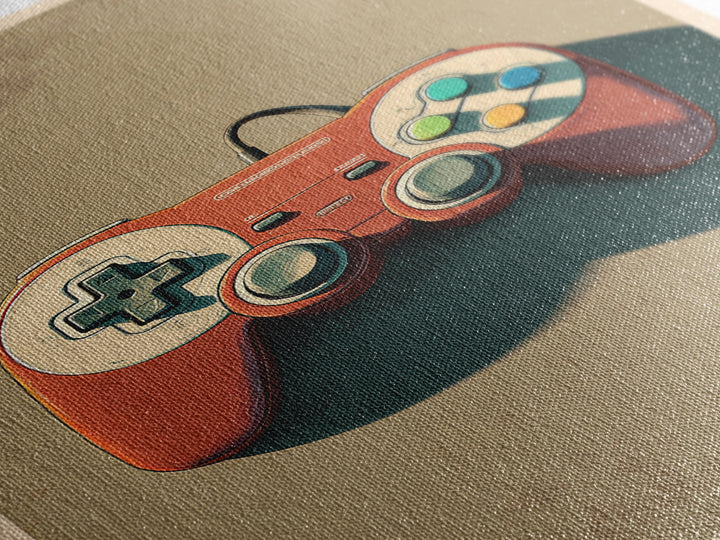 Old School Game Controller Canvas Print, Game Room Art, Canvas Wall Art, Game Room Decor, Abstract Art, Play, GRA-2x3-86