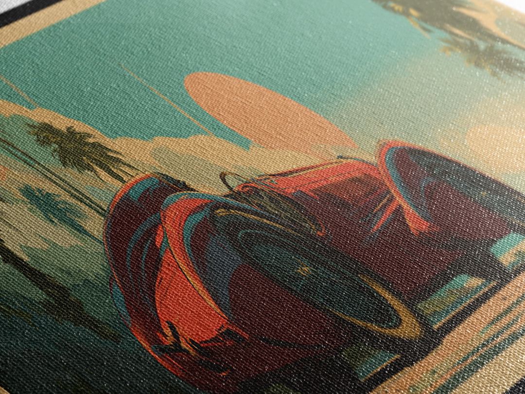 Retro Racing Car Game Poster Without Text Framed Canvas Print, Game Room Art, Room Decor, Game Room Decor, Fine Art, Play, GRA-3x1-52