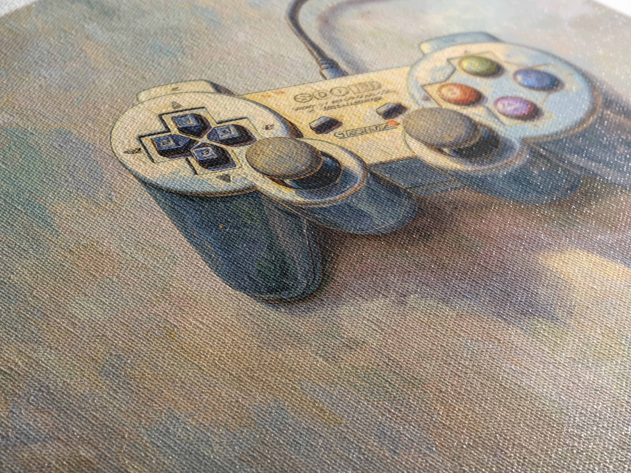 Old School Game Controller Framed Canvas Print, Game Room Art, Canvas Print, Game Room Decor, Fine Art, Play, Man Cave Decor, GRA-3x2-10