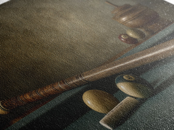 Pool Cue and Chalk on Green Felt Canvas Print, Game Room Art, Bedroom Wall Art, Game Room Decor, Fine Art, Play, Girly Wall Art, GRA-3x2-38