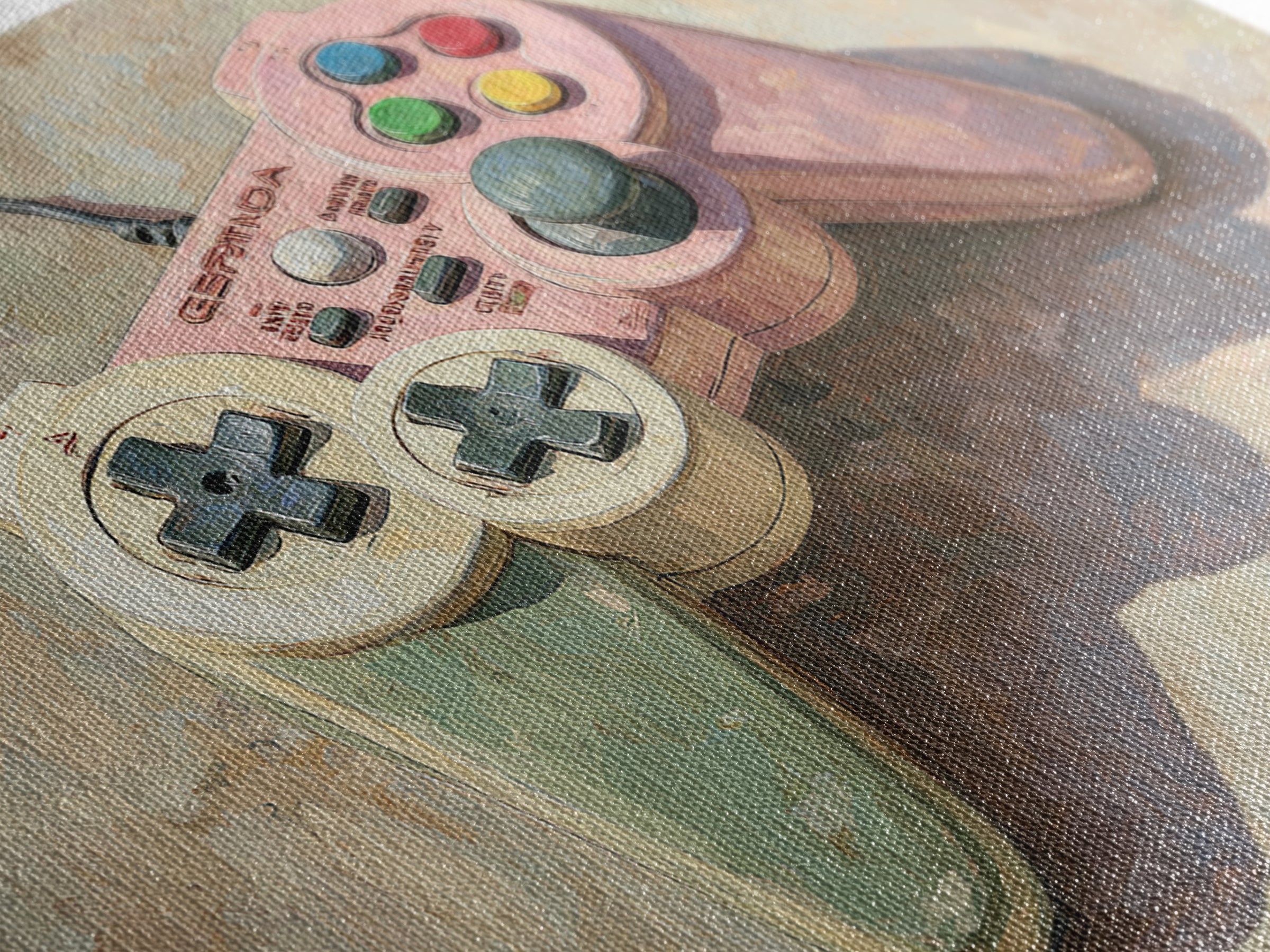 Old School Game Controller Canvas Print, Game Room Art, Trendy Wall Art, Game Room Decor, Watercolor Art, Play, GRA-3x2-58