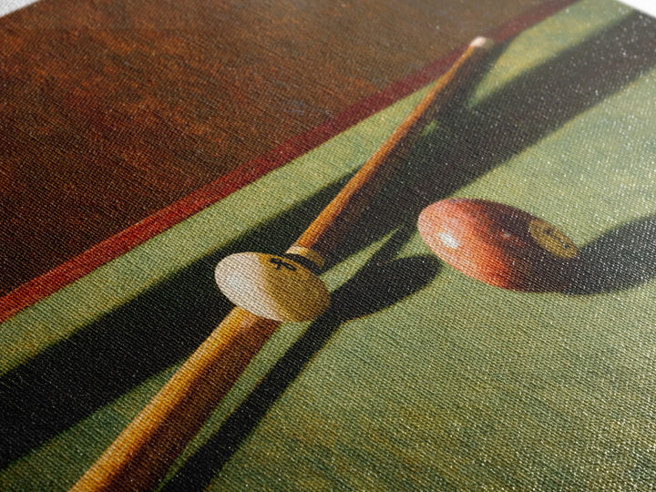 Pool Cue and Chalk on Green Felt Framed Canvas Print, Game Room Art, Masculine Wall Art, Game Room Decor, Fine Art, Play, GRA-3x2-86