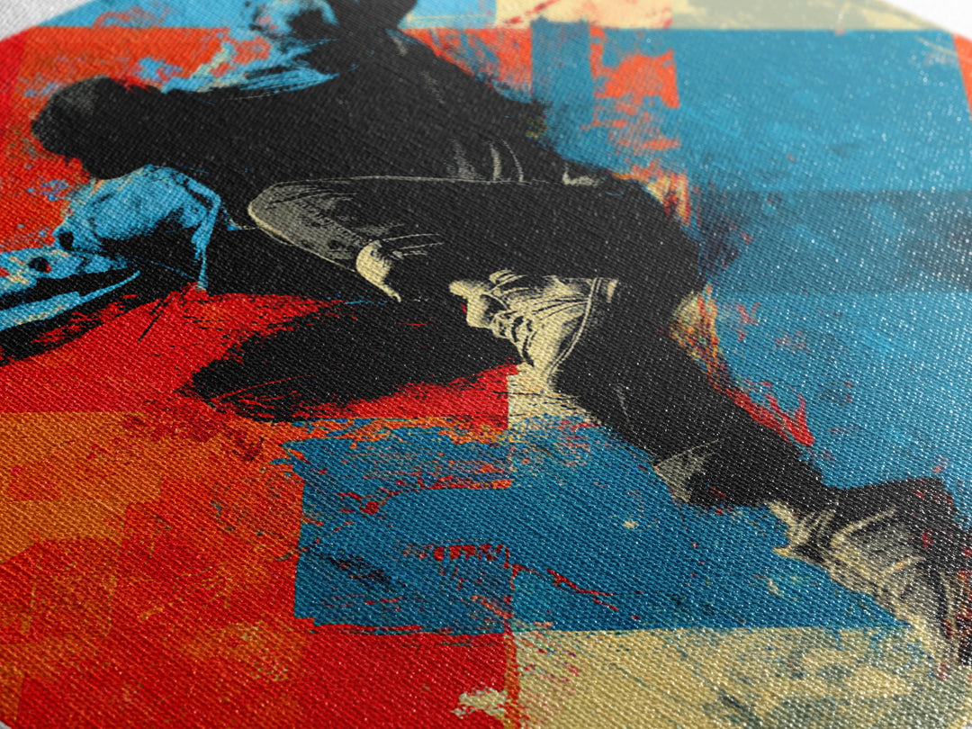 Breakdancer Silhouette over Bright Paint Splashes Framed Canvas Print, Graffiti Art, 3d Wall Art, Living Room Decor, Street, GRF-1x1-2