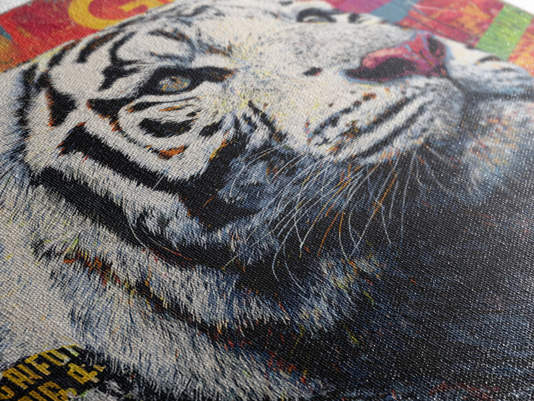 Urban Tiger Portrait Framed Canvas Print, Graffiti Art, Canvas Art, Living Room Decor, Fine Art, Street, Above Bed Decor, GRF-1x1-27