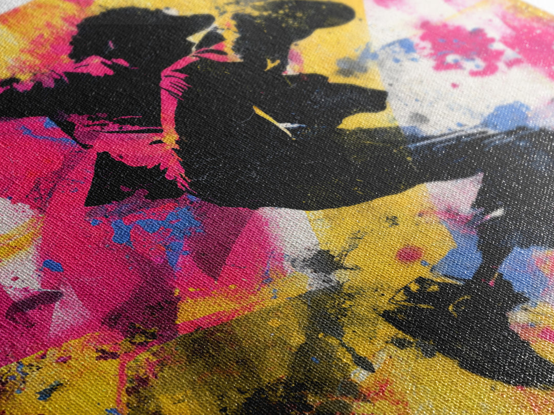 Breakdancer Silhouette over Bright Paint Splashes Canvas Print, Graffiti Art, Graffiti, Living Room Decor, Fine Art, Street, GRF-1x1-50