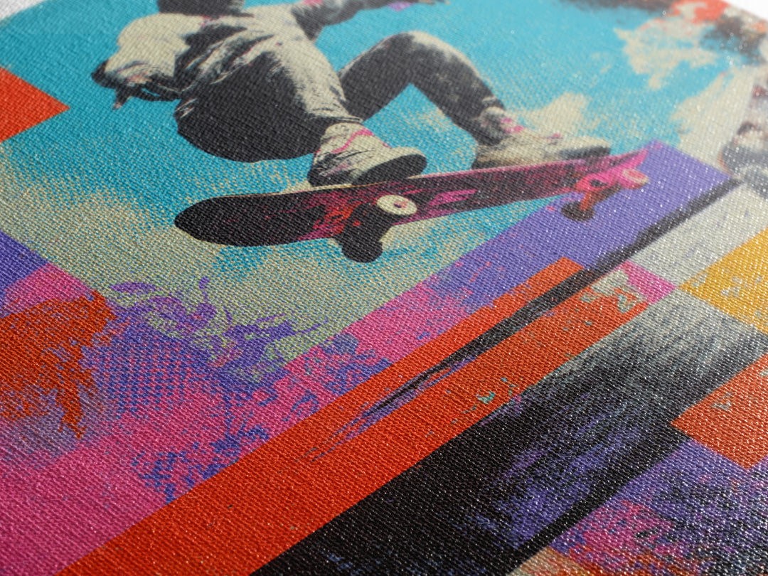 Bright Skateboard Ramp Color Fields Framed Canvas Print, Graffiti Art, Wall Sculpture, Living Room Decor, Fine Art, Street, GRF-1x1-72
