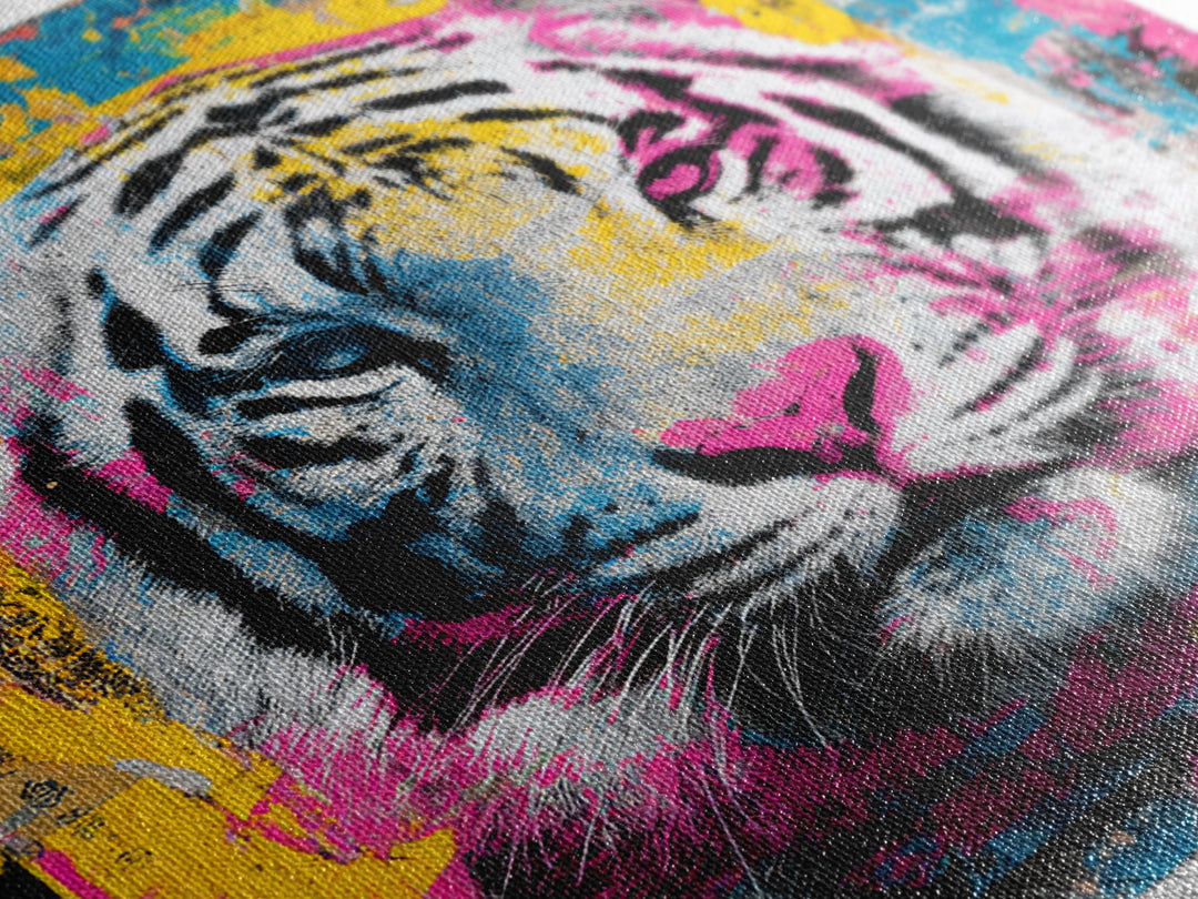 Urban Tiger Portrait Canvas Print, Graffiti Art, Statement Artwork, Living Room Decor, Fine Art, Street, Wall Decor, Painting, GRF-1x1-75