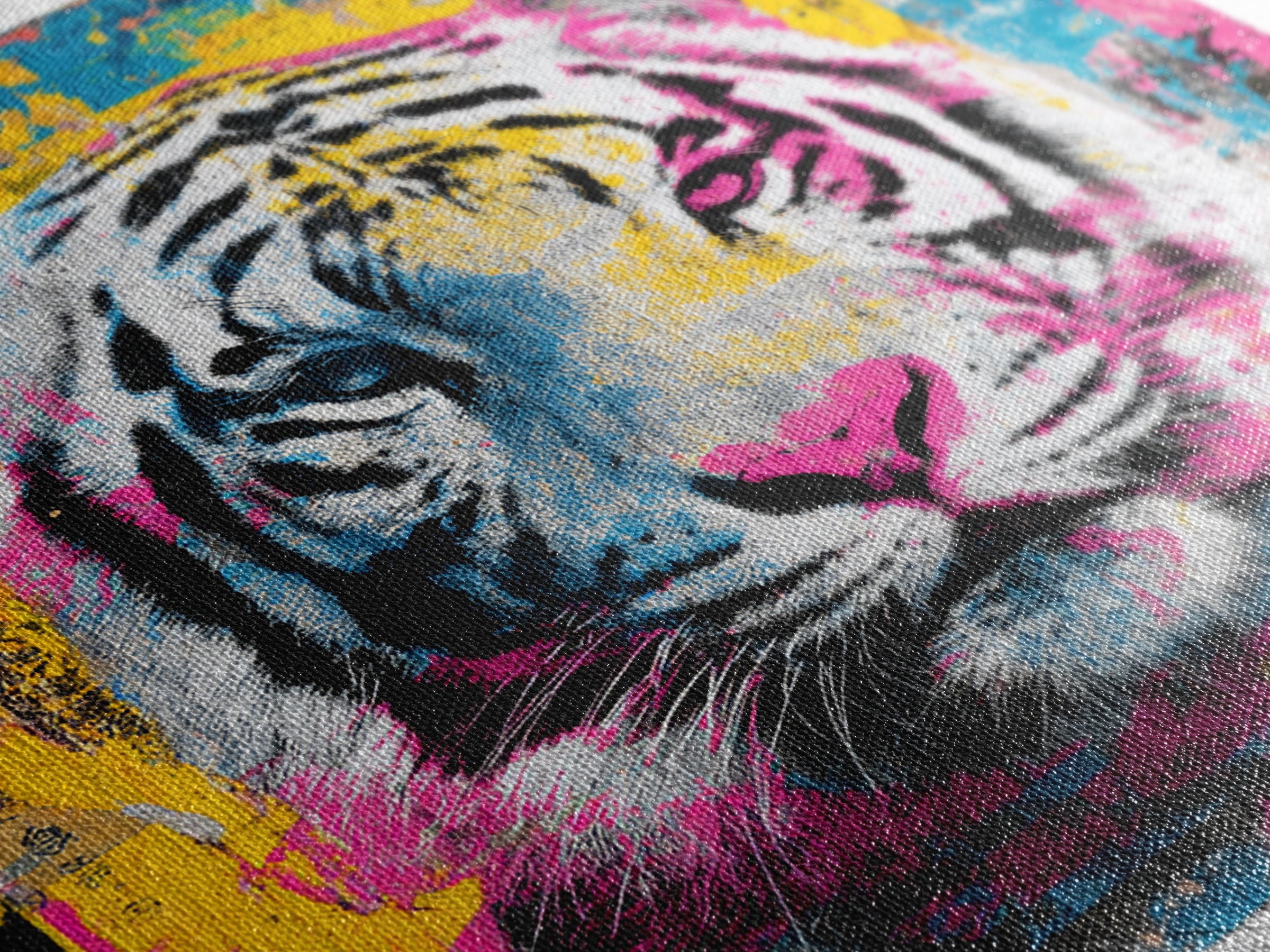 Urban Tiger Portrait Canvas Print, Graffiti Art, Statement Artwork, Living Room Decor, Fine Art, Street, Wall Decor, Painting, GRF-1x1-75