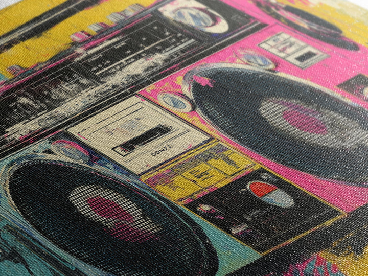 Boombox and Cassette Tape Framed Canvas Print, Graffiti Art, Contemporary Art, Living Room Decor, Fine Art, Street, GRF-2x1-34