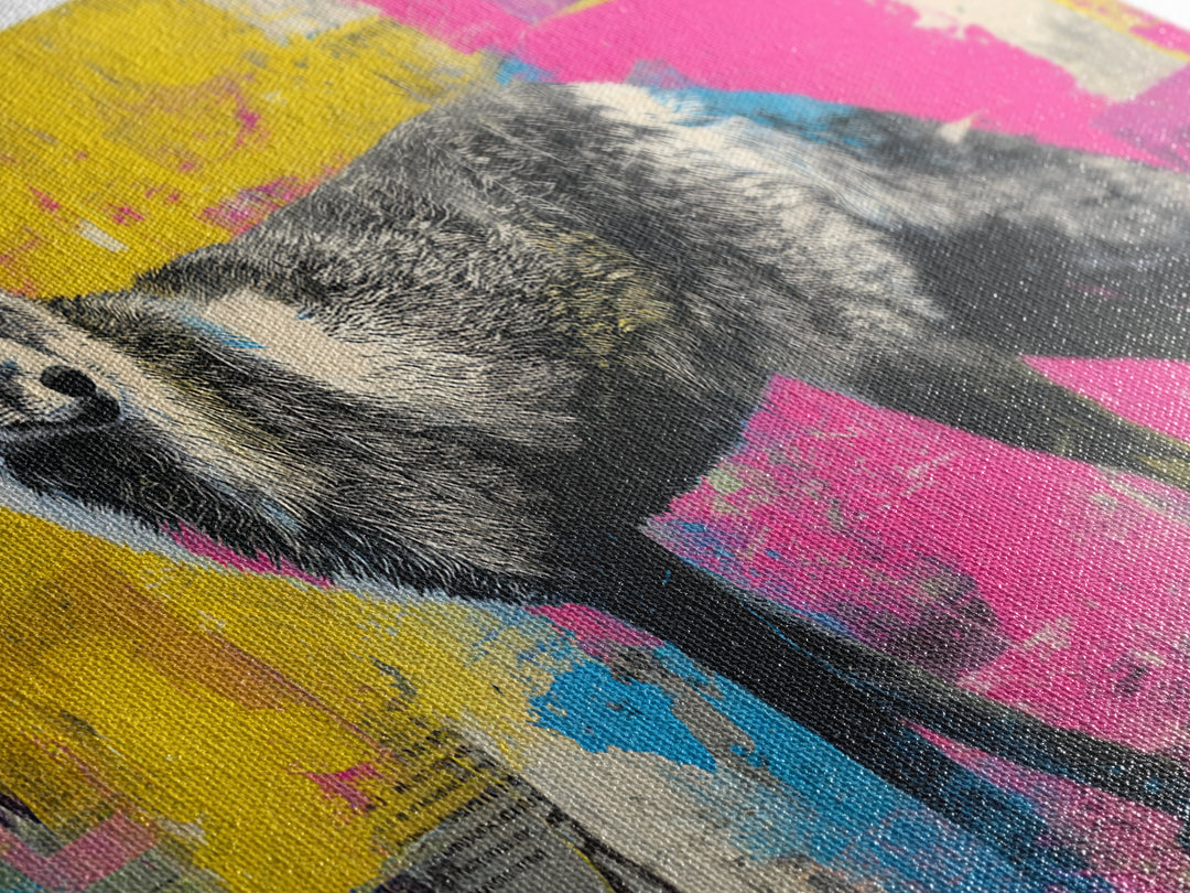 Urban Fox with Layered Sticker Collage Framed Canvas Print, Graffiti Art, Painting, Living Room Decor, Fine Art, Street, GRF-2x1-37