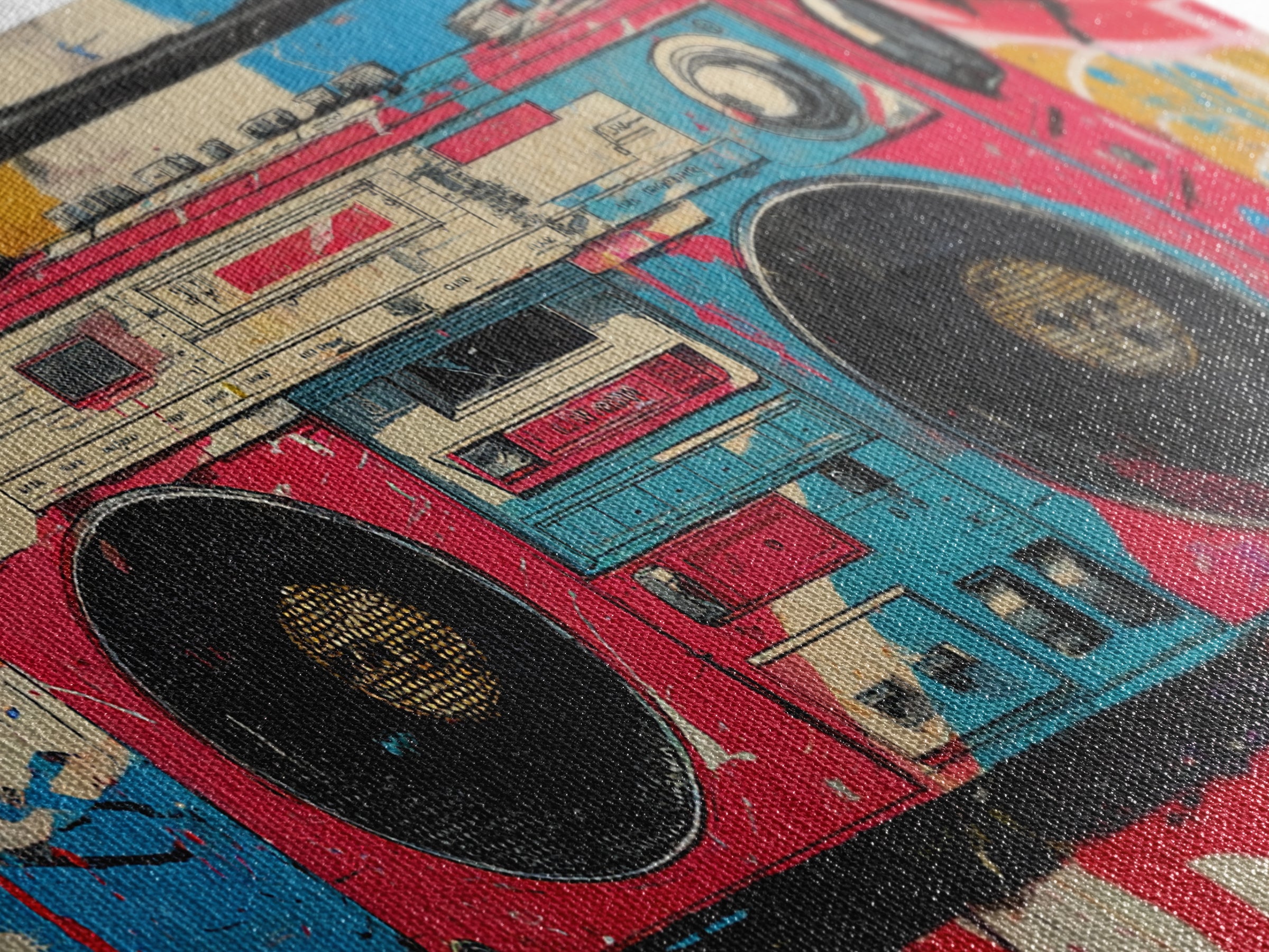 Boombox and Cassette Tape Canvas Print, Graffiti Art, Painting, Living Room Decor, Fine Art, Street, Canvas Art, Bedroom Decor, GRF-2x1-58