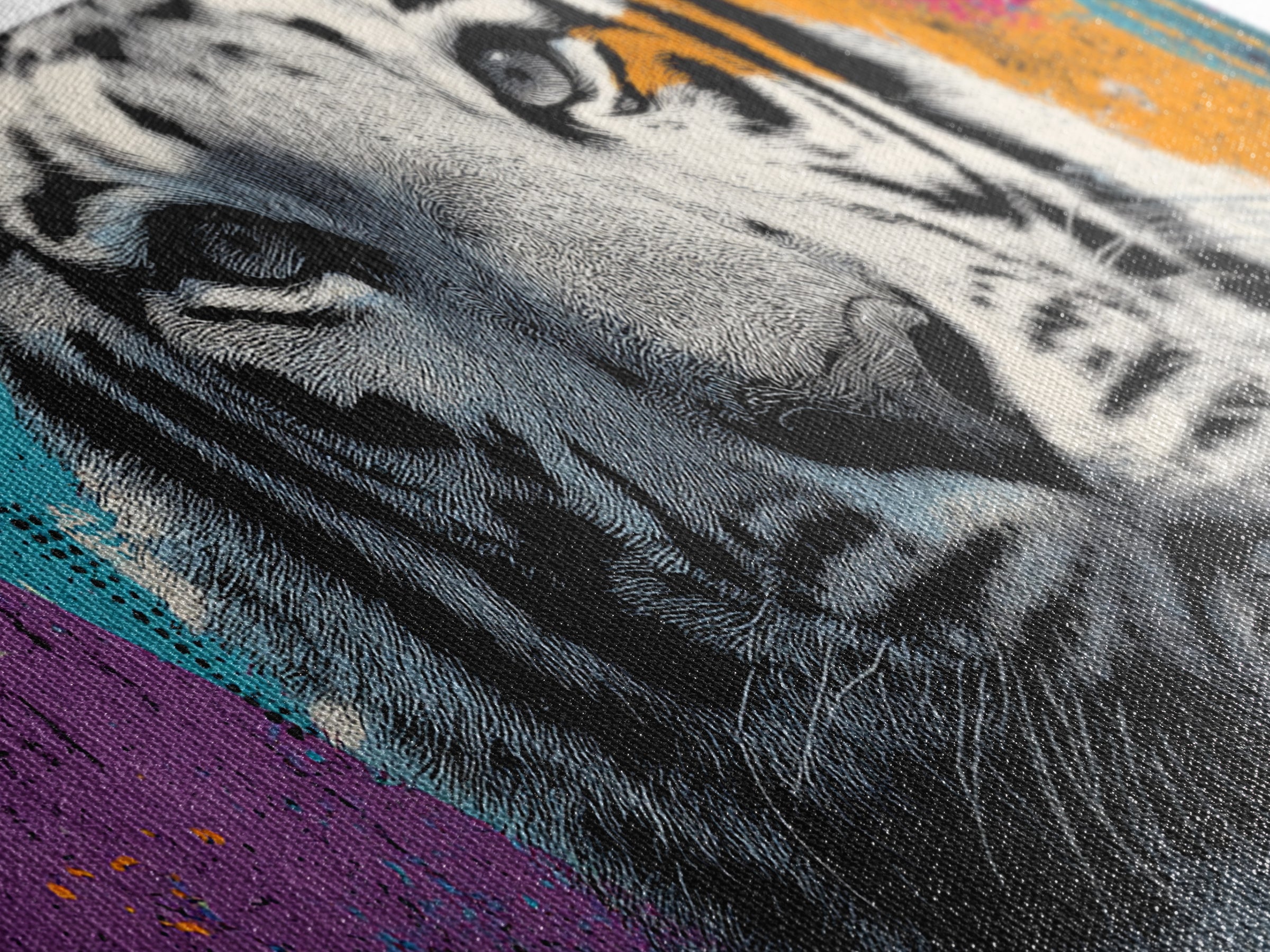 Urban Tiger Portrait Framed Canvas Print, Graffiti Art, Neutral Decor, Living Room Decor, Fine Art, Street, Home Decor, GRF-2x1-95