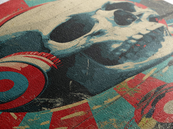 Skull and Headphones Mural Composition Framed Canvas Print, Graffiti Art, Wall Hangings, Living Room Decor, Fine Art, Street, GRF-2x3-55