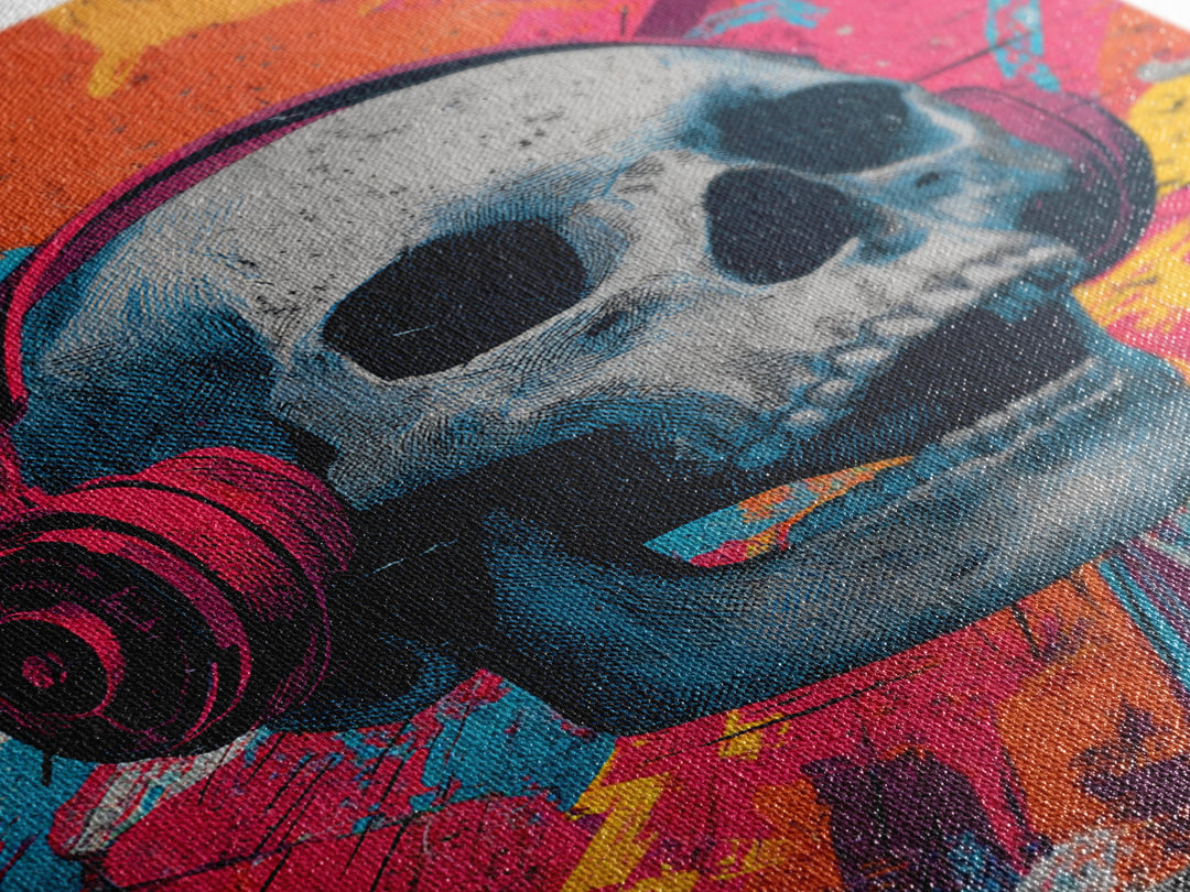 Skull and Headphones Mural Composition Canvas Print, Graffiti Art, Fine Art Print, Living Room Decor, Fine Art, Street, GRF-2x3-7