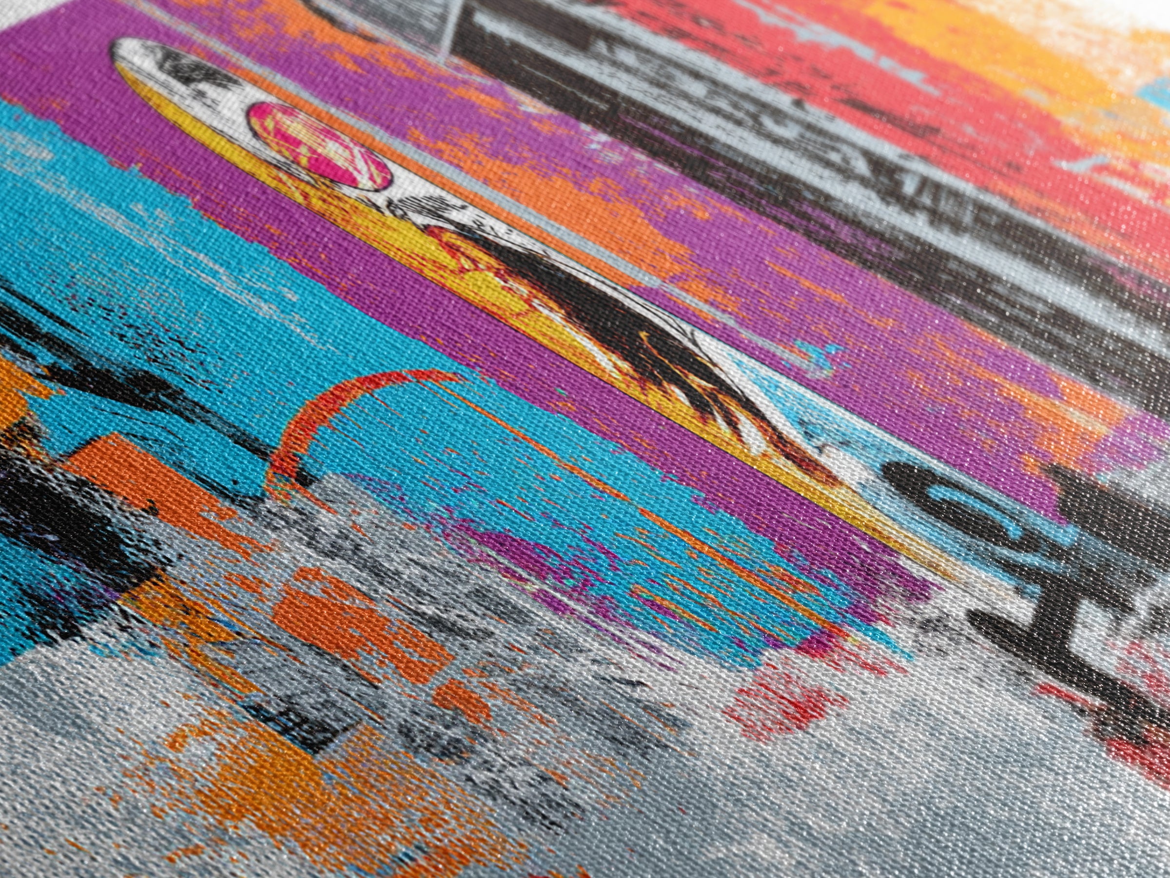 Bright Skateboard Ramp Color Fields Canvas Print, Graffiti Art, Digital Print, Living Room Decor, Abstract Art, Street, GRF-3x1-16