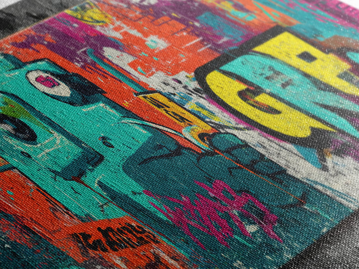 Skateboard Deck Graphic Framed Canvas Print, Graffiti Art, Art Print, Living Room Decor, Fine Art, Street, Wall Hangings, GRF-3x1-23