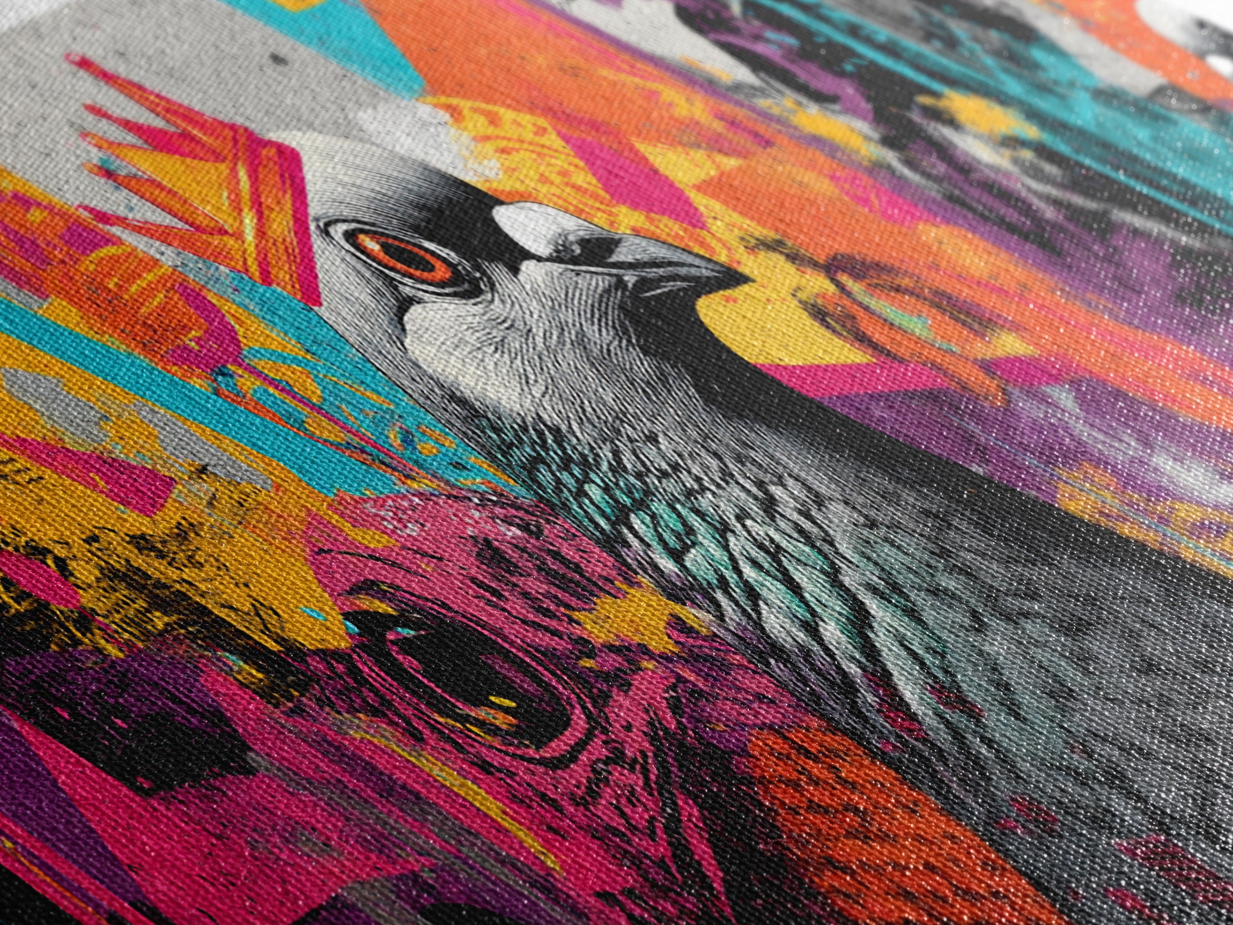 City Pigeon with Crown in Street Art Framed Canvas Print, Graffiti Art, Wall Hangings, Living Room Decor, Fine Art, Street, GRF-3x1-51