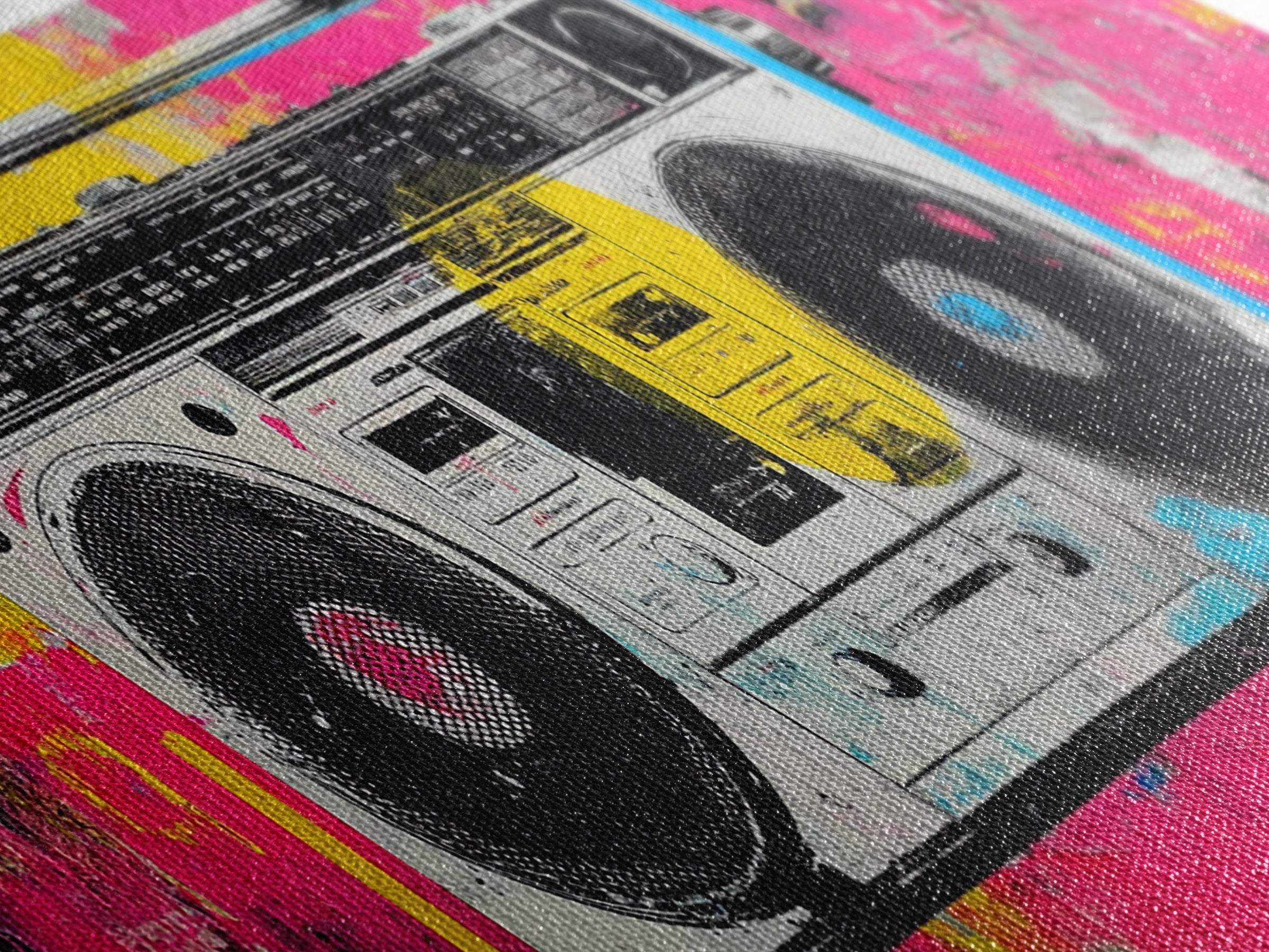 Boombox and Cassette Tape Canvas Print, Graffiti Art, Wall Hangings, Living Room Decor, Fine Art, Street, Digital Print, GRF-3x1-78