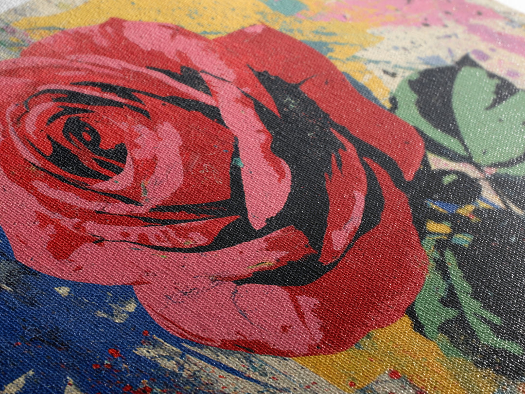 Graffiti Rose Blooming from Concrete Crack Canvas Print, Graffiti Art, Neutral Decor, Living Room Decor, Fine Art, Street, GRF-3x2-49
