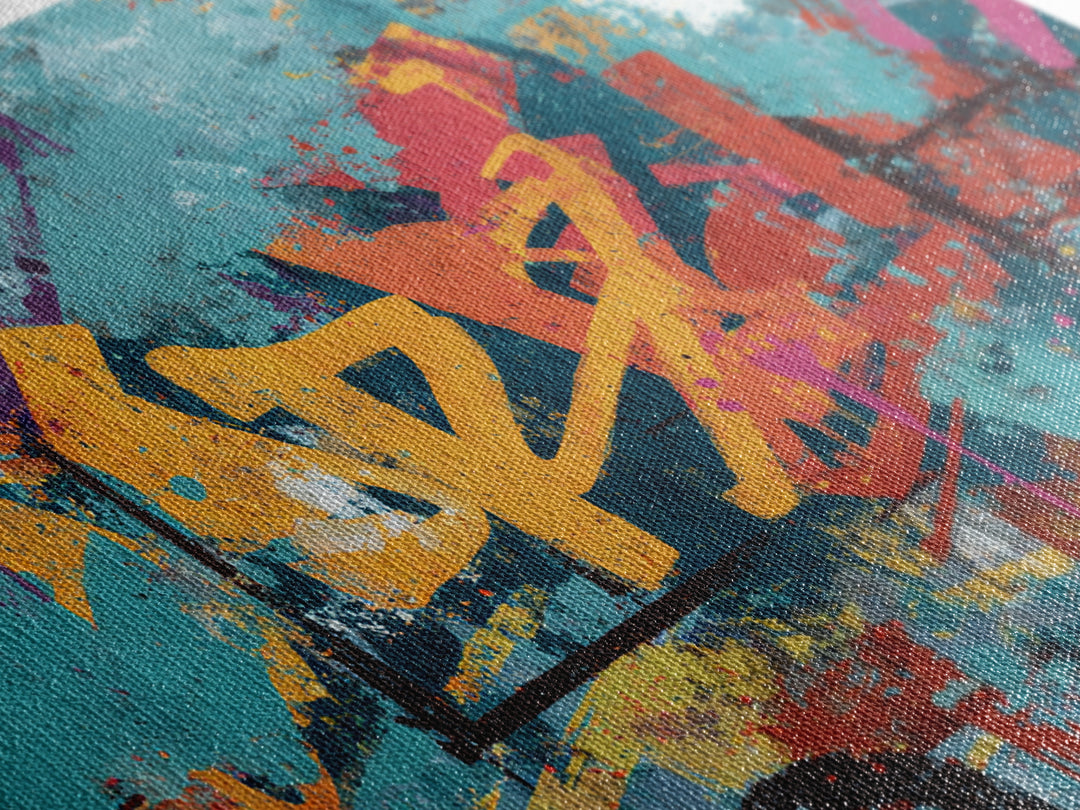 Wildstyle Arrows and Loops as Abstraction Canvas Print, Graffiti Art, Canvas, Living Room Decor, Abstract Art, Street, GRF-3x2-67