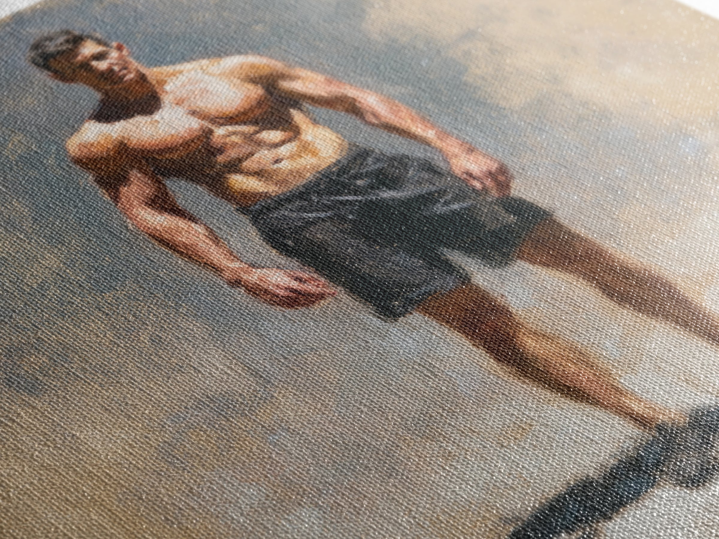 Bodybuilder Pose Rendered Framed Canvas Print, Gym Art, Living Room Decor, Gym Decor, Oil Painting, Strength, Sports Poster, GYM-1x1-28