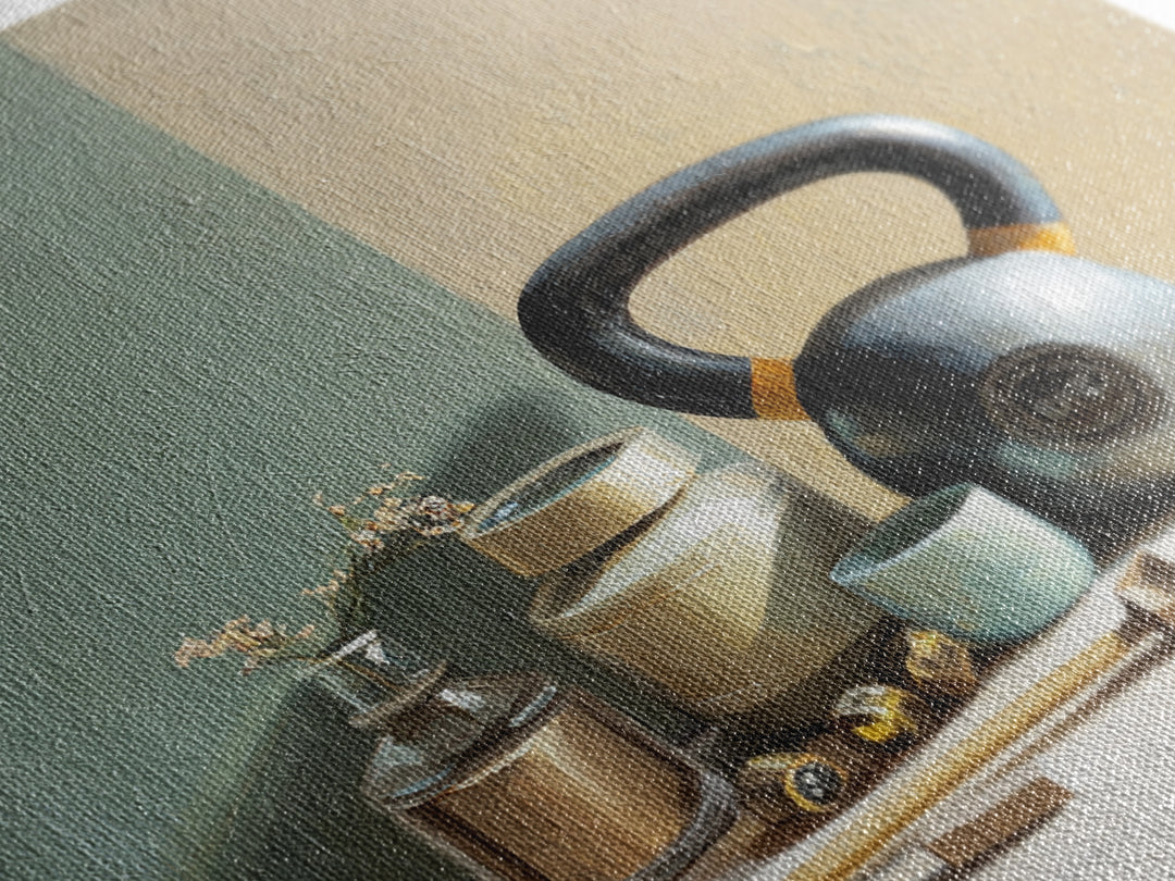 Kettlebell Still Life Canvas Print, Gym Art, Statement Artwork, Gym Decor, Fine Art, Strength, Canvas Wall Art, GYM-1x1-9