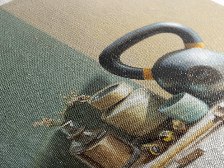 Kettlebell Still Life Canvas Print, Gym Art, Statement Artwork, Gym Decor, Fine Art, Strength, Canvas Wall Art, GYM-1x1-9
