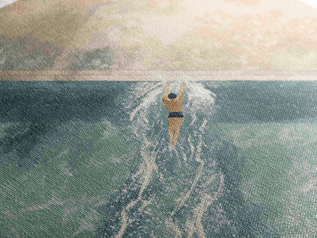 Swimmer Cutting Through Blue Water Canvas Print, Gym Art, Art Print, Gym Decor, Fine Art, Strength, Abstract Wall Art, GYM-1x1-91