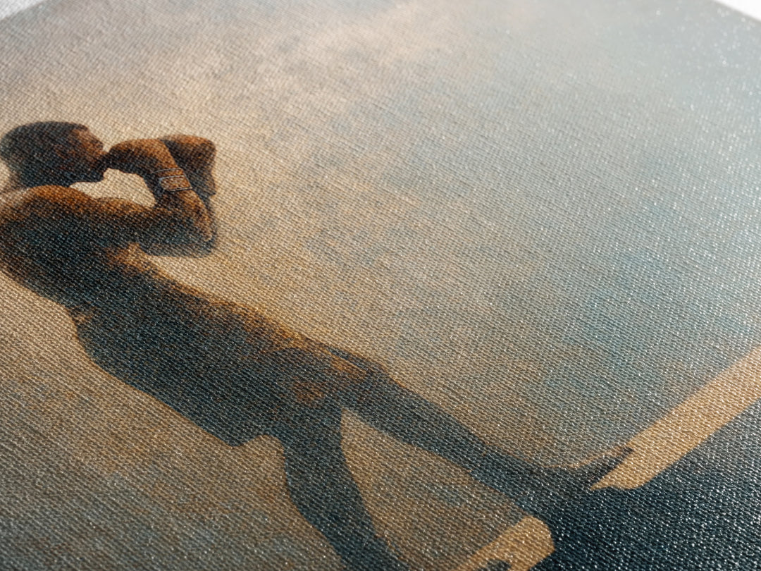 Powerful Boxer Silhouette Canvas Print, Gym Art, Living Room Decor, Gym Decor, Oil Painting, Strength, Sports Poster, GYM-1x1-97