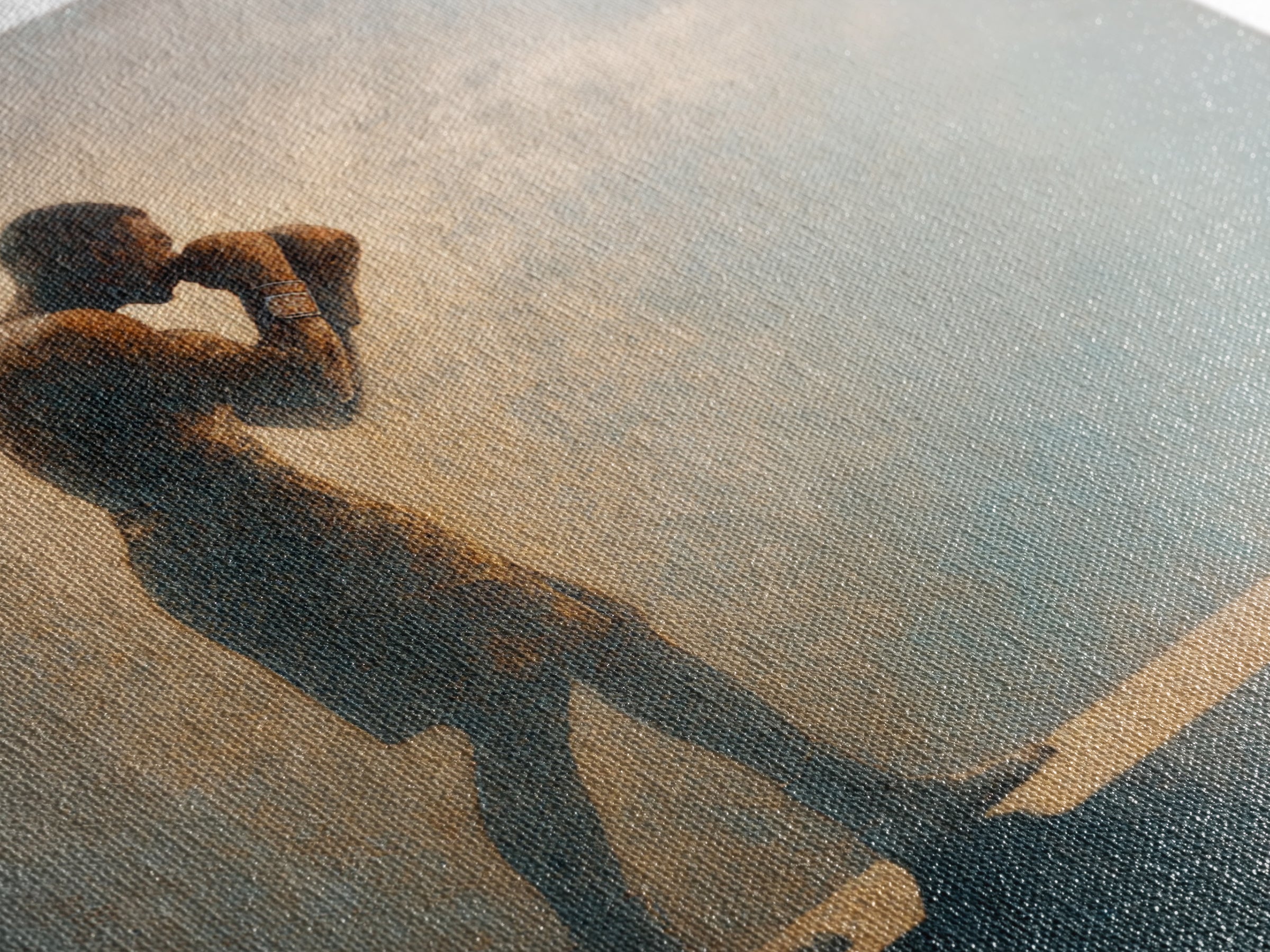 Powerful Boxer Silhouette Canvas Print, Gym Art, Living Room Decor, Gym Decor, Oil Painting, Strength, Sports Poster, GYM-1x1-97