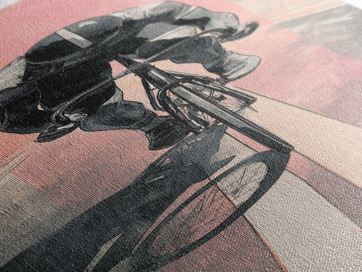 Cyclist Racing Through Neon Speed Lines Canvas Print, Gym Art, Room Decor, Gym Decor, Abstract Art, Strength, Bar Art, GYM-1x3-98
