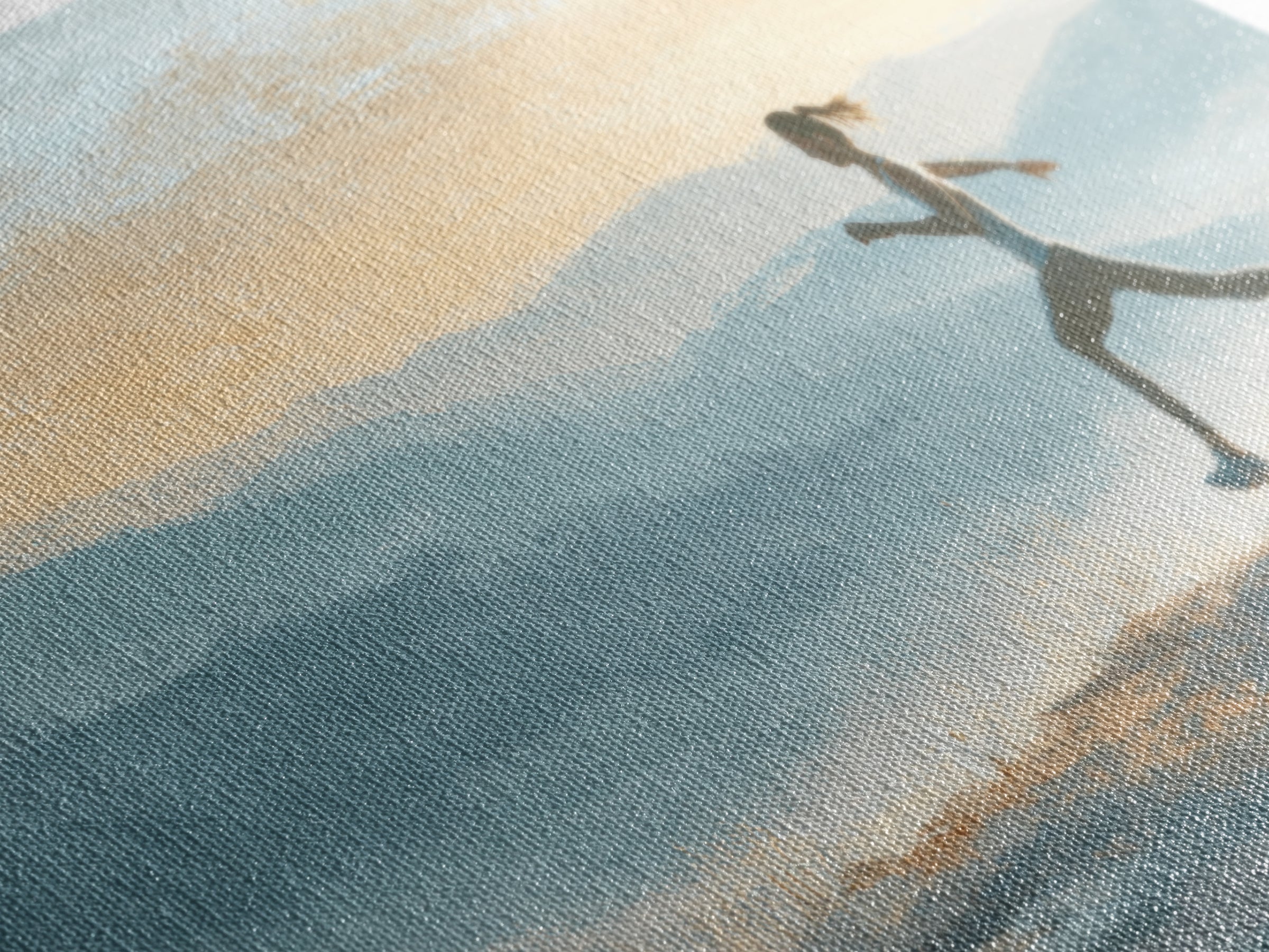 Runner on Mountain Ridge at Sunrise Framed Canvas Print, Gym Art, Canvas Wall Art, Gym Decor, Watercolor Art, Strength, GYM-2x1-56