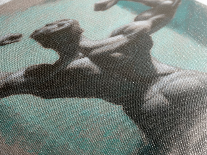 Bodybuilder Pose Rendered Framed Canvas Print, Gym Art, Living Room Decor, Gym Decor, Oil Painting, Strength, Sports Poster, GYM-2x3-12