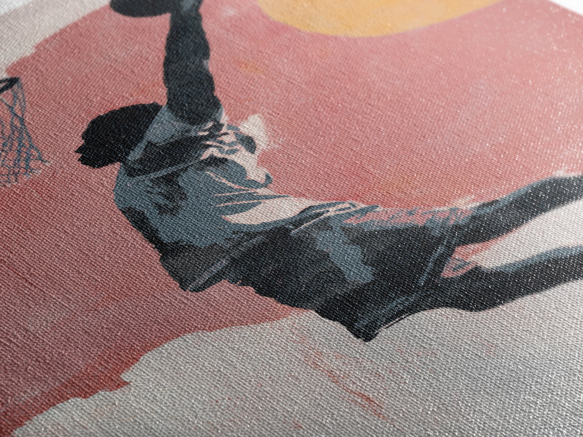 Basketball Player Dunking Through Bold Color Canvas Print, Gym Art, Motivational Poster, Gym Decor, Abstract Art, Strength, GYM-2x3-86