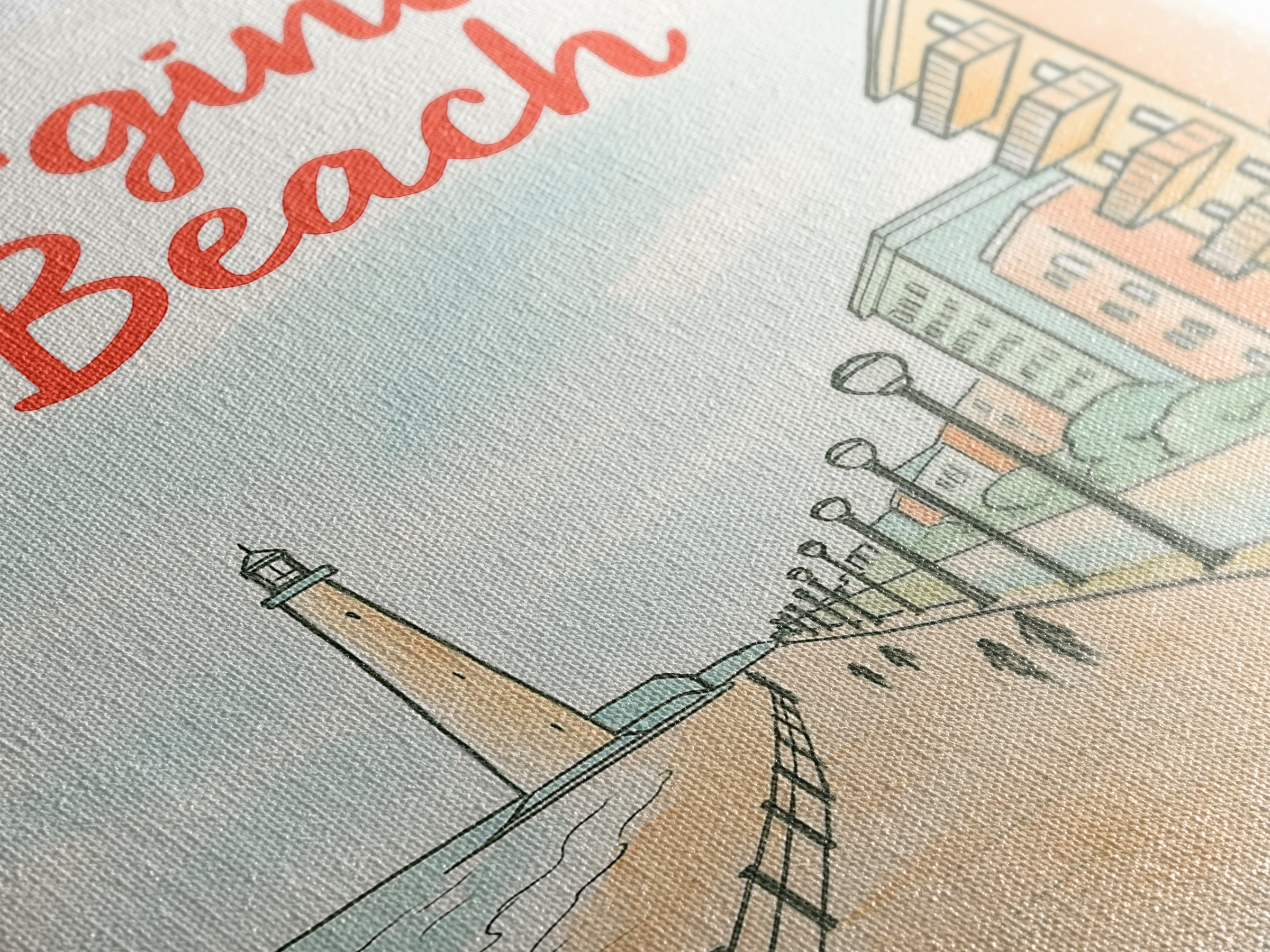 Virginia Beach Travel Poster, Canvas Print, Soft Sketch Travel Art, Virginia Beach Travel Art, Travel Poster Set, City Art Print