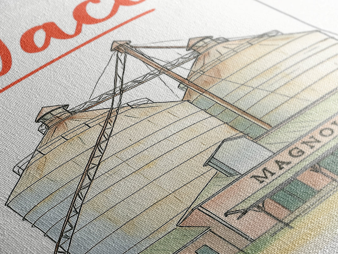 Waco Travel Poster, Canvas Print, Watercolor Urban Skyline Art, Waco Poster Print, City Art Print, Travel Wall Art, Gift For Travelers
