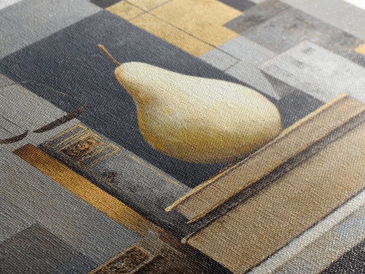 Elegant Pear Still Life on Linen Framed Canvas Print, Hotel Art, Neutral Decor, Hotel Decor, Fine Art, Boutique, Home Decor, HOT-1x1-21