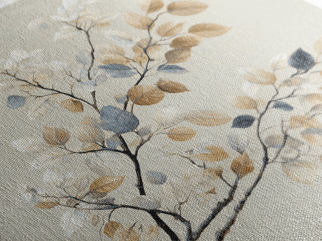 Elegant Botanical Branch on Ivory Ground Framed Canvas Print, Hotel Art, Textured Painting, Hotel Decor, Fine Art, Boutique, HOT-1x1-29