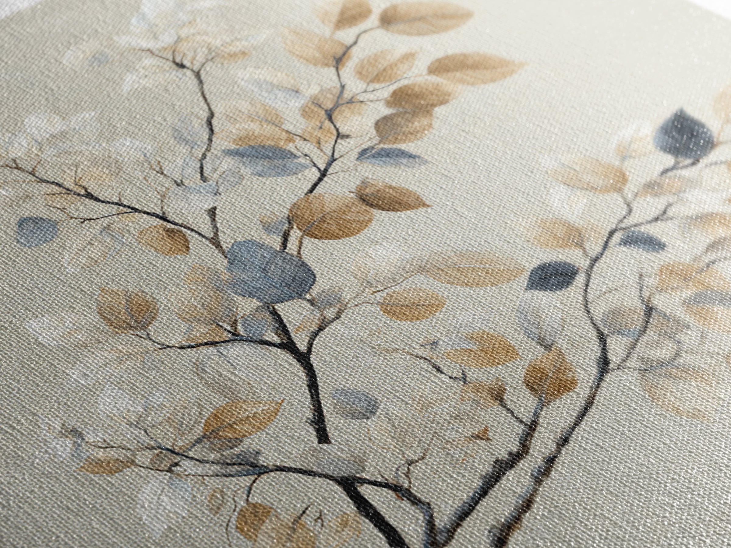 Elegant Botanical Branch on Ivory Ground Framed Canvas Print, Hotel Art, Textured Painting, Hotel Decor, Fine Art, Boutique, HOT-1x1-29