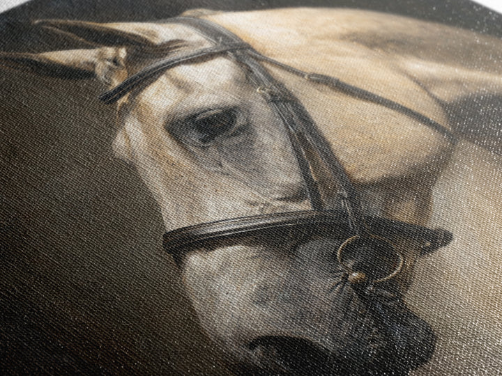 Neutral Horse Portrait Framed Canvas Print, Hotel Art, Room Decor, Hotel Decor, Oil Painting, Boutique, Art Print, Hazbin Hotel, HOT-1x1-40