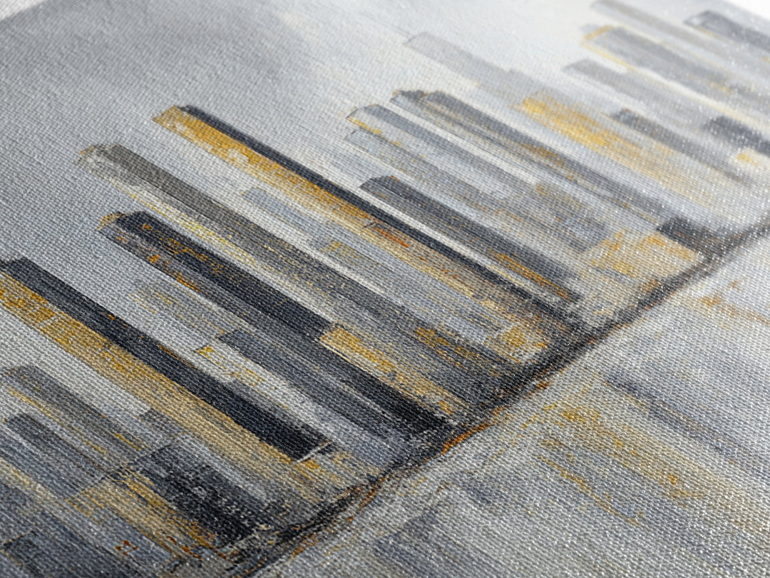 Quiet City Skyline Canvas Print, Hotel Art, Hotel Decor, Abstract Art, Boutique, Hazbin Hotel, Mid Century Modern, HOT-2x1-22