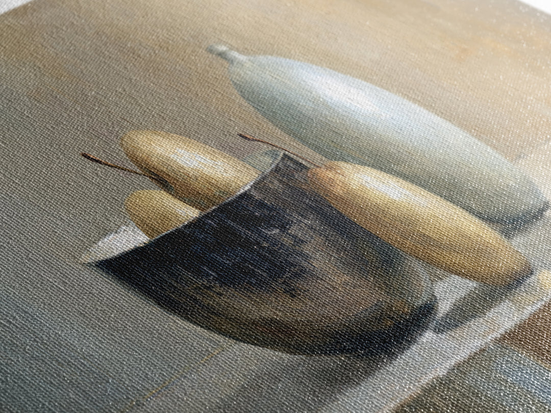 Elegant Pear Still Life on Linen Canvas Print, Hotel Art, City Wall Art, Hotel Decor, Abstract Art, Boutique, Minimalist Decor, HOT-3x1-85